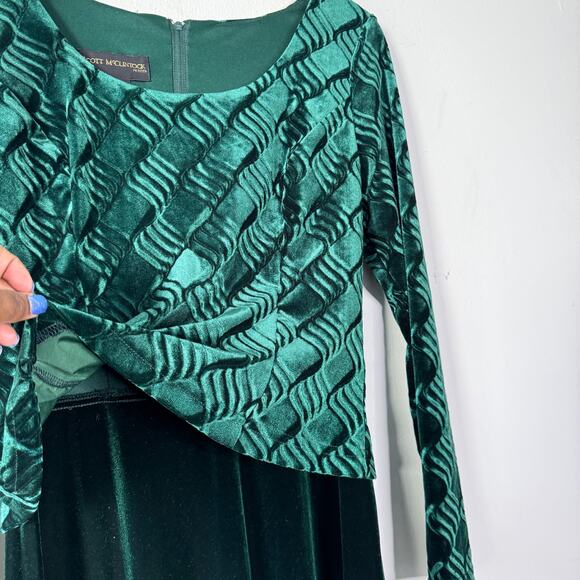 Vtg Scott McClintock Dress Women 8 Green Velvet Full Length Elegant Old Money - Picture 6 of 9